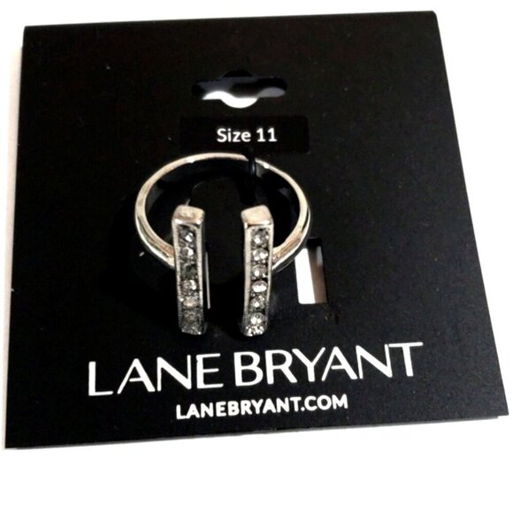 Lane Bryant Silver Tone Sparkling Crystal size 11 Ring - Women's Fashion Jewelry - Picture 1 of 6